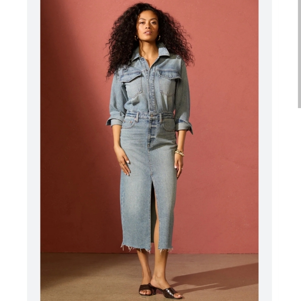 Evereve Pistola Amira Denim Midi Dress in Marcel Blue